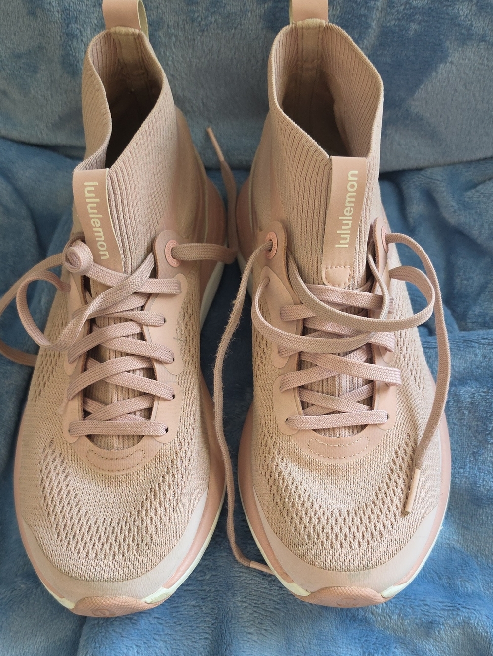 lululemon athletica Women's Blush Pink Knit High-Top Trainers
